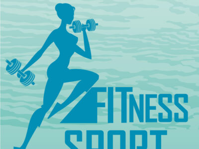 a blue silhouette of a woman lifting some weights